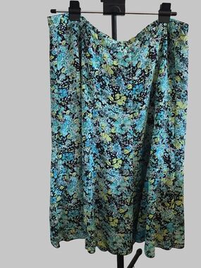 C J Banks Women’s Floral A-Line Skirt - Blue/Green Size 1X